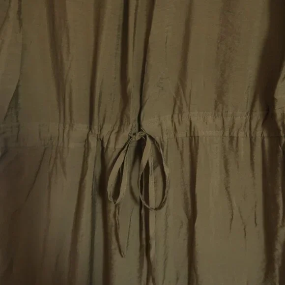 Anthropologie Maeve Olive Army Green Midi Drawstring Shirt Dress Size 4 Small - Picture 12 of 14